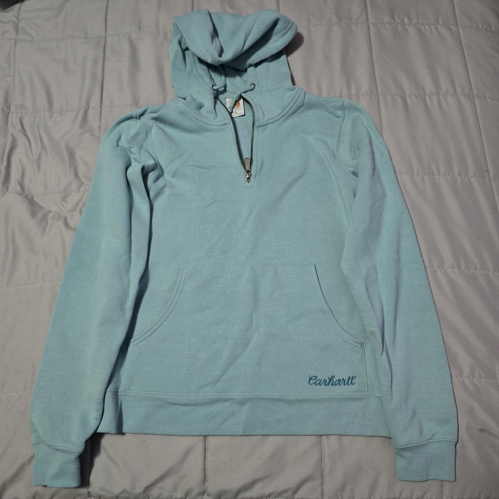 Women's Carhartt  Light Blue 1/4 Zip Hoodie